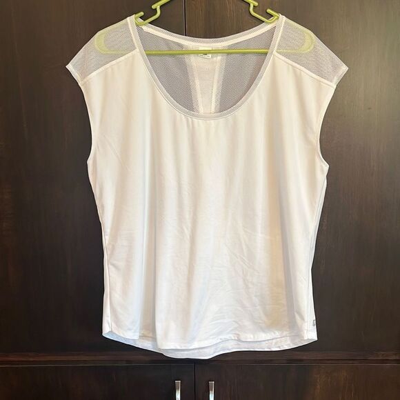 Fabletics White Layer Mesh Racerback Top 1X - Picture 1 of 5